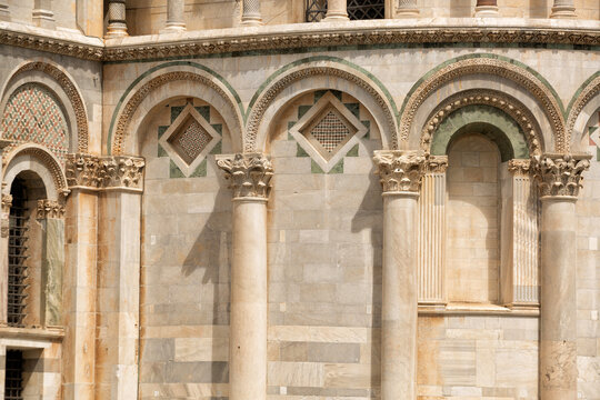 Exterior view of the Pisa Cathedral in the Square of Miracles