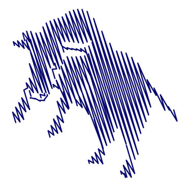 躍動感のある雄牛のシャープなラインアートイラスト素材