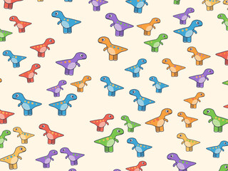 Colorful Prehistoric Dinosaurs Childrens Wallpaper Design © iushakovsky