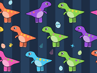 Kawaii T Rex And Triceratops Seamless Pattern © iushakovsky