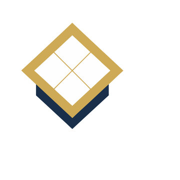 Geometric diamond shape with four squares