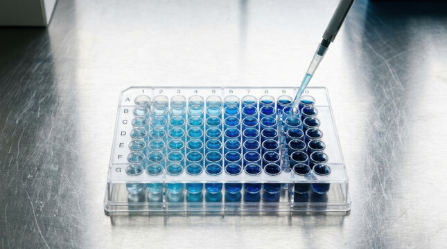 Pharmaceutical drug discovery using blue liquid laboratory microplate supports precise biomedical research and clinical development with