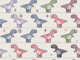 Kawaii T Rex And Triceratops Seamless Pattern © iushakovsky