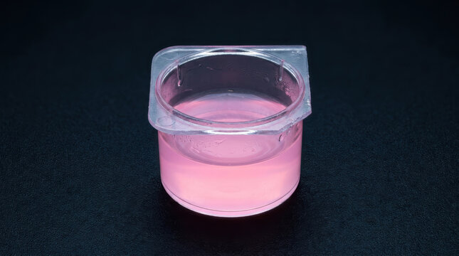 Pink pharmaceutical drug solution in laboratory container supports scientific discovery and sterile research with clear liquid