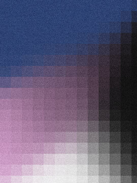 Abstract grainy gradient background with pixelated geometric blocks in blue and purple tones