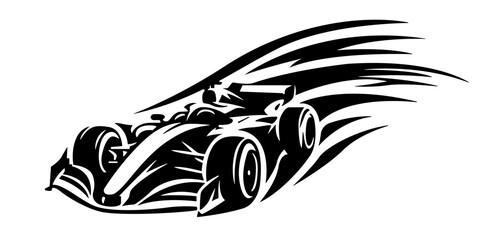 Fototapeta premium Formula one racing car symbol with dynamic flowing lines representing speed