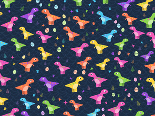 Funny Dino Friends With Eggs And Footprints © iushakovsky