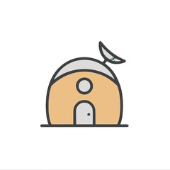 Cartoon dome house with satellite dish © Insos
