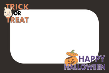 Fototapeta premium Trick or Treat Halloween Alpaca and Pumpkin Frame Template