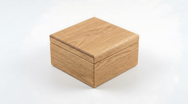 Small square wooden box with lid on white background storage box gift box
