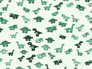 Colorful Prehistoric Dinosaurs Childrens Wallpaper Design © iushakovsky