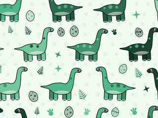 Funny Dino Friends With Eggs And Footprints © iushakovsky