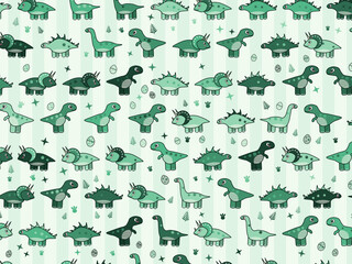 Kawaii T Rex And Triceratops Seamless Pattern © iushakovsky