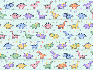 Playful Baby Dinosaur Nursery Vector Background © iushakovsky