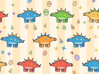 Playful Baby Dinosaur Nursery Vector Background © iushakovsky