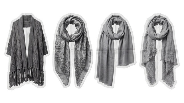 shawl , newspaper collage cutout set PNG