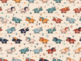 Playful Baby Dinosaur Nursery Vector Background © iushakovsky