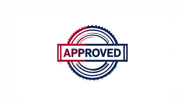 Approved Stamp Graphic with Red and Blue Glitch Effect.