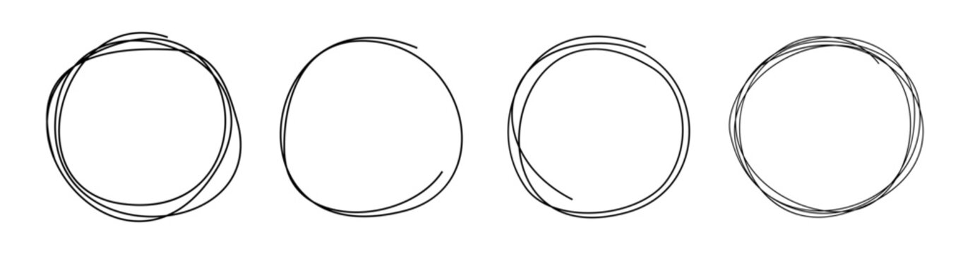 Set of Messy Line Art Round Shapes