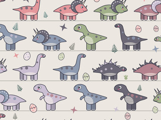 Playful Baby Dinosaur Nursery Vector Background © iushakovsky