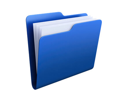 A single blue document folder icon with white papers inside for organizing business files and office data storage isolated on a white background