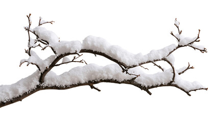 Snow covered bare tree branch in winter © Otillie