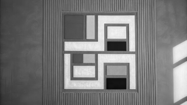 Monochrome geometric wall panel with an artistic texture for a minimalist home wallpaper