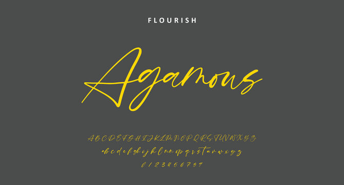 signature Font Calligraphy Logotype Script Brush Font Type Font lettering handwritten. Minimal modern urban fonts for logo, brand etc. Typography typeface uppercase lowercase and number. vector