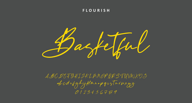 signature Font Calligraphy Logotype Script Brush Font Type Font lettering handwritten. Minimal modern urban fonts for logo, brand etc. Typography typeface uppercase lowercase and number. vector