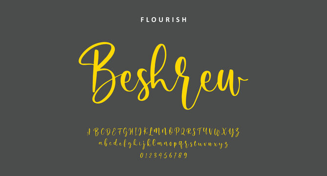 signature Font Calligraphy Logotype Script Brush Font Type Font lettering handwritten. Minimal modern urban fonts for logo, brand etc. Typography typeface uppercase lowercase and number. vector