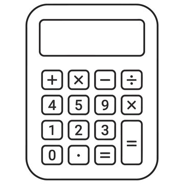 Digital pocket calculator line art vector math school icon