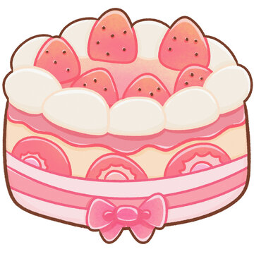 Delicious Strawberry Cake with Cream and Decoration
