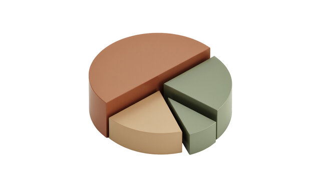 Abstract geometric pie chart segments in muted earthy tones, isolated on transparent background