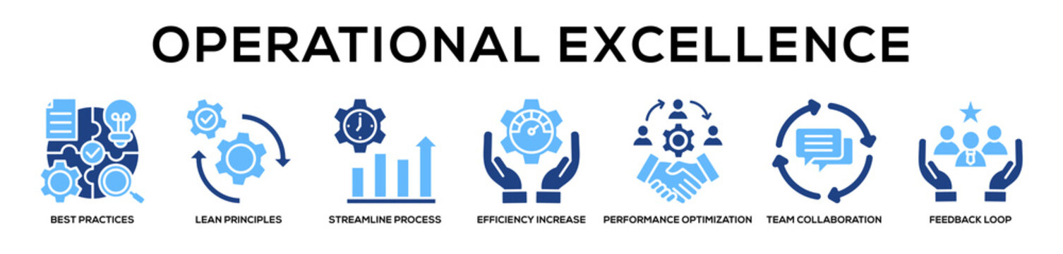 Glyphcolor - Operational Excellence web banner icon vector illustration concept
