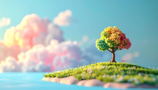Tiny Tree Against Vast Iridescent Cloud Background2
