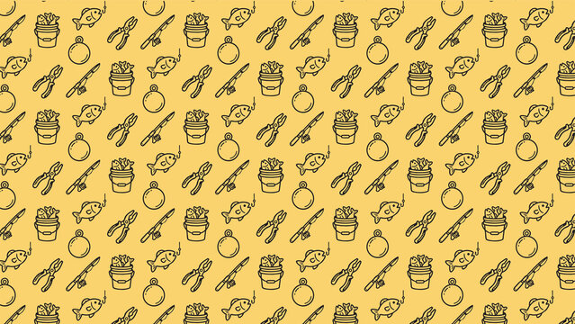 Fishing doodle vector pattern design