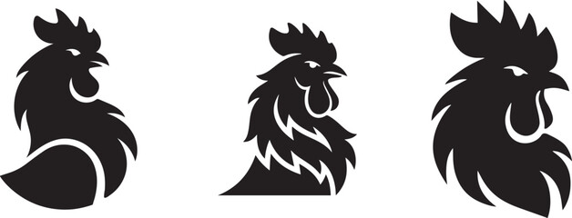 Fototapeta premium rooster lion silhouette vector icon illustration with white background