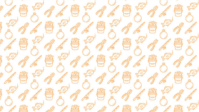 Fishing doodle vector pattern design
