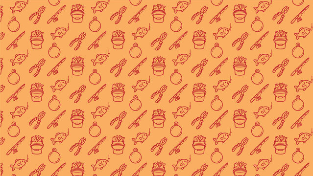Fishing doodle vector pattern design