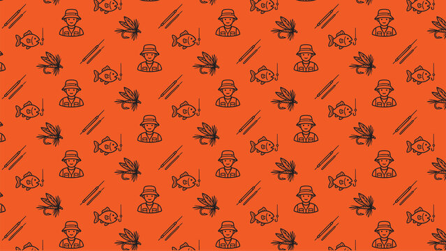 Fishing doodle vector pattern design
