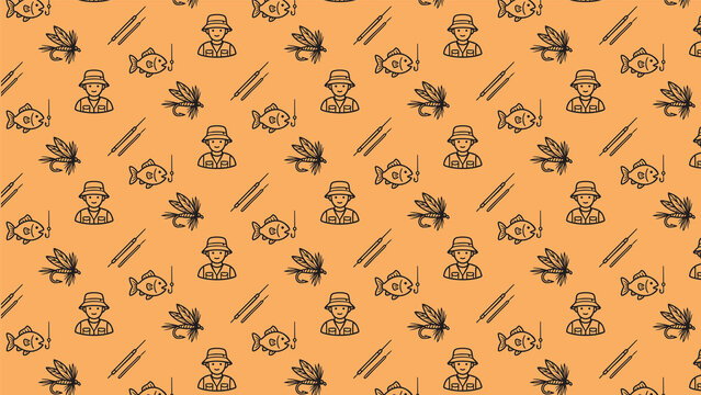 Fishing doodle vector pattern design