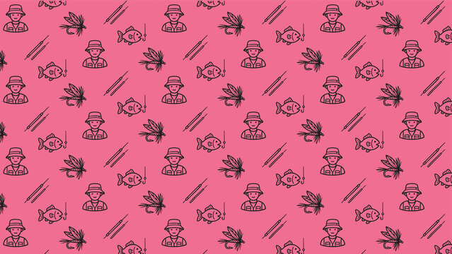 Fishing doodle vector pattern design