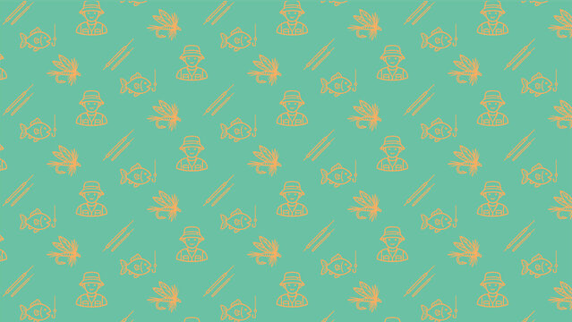 Fishing doodle vector pattern design