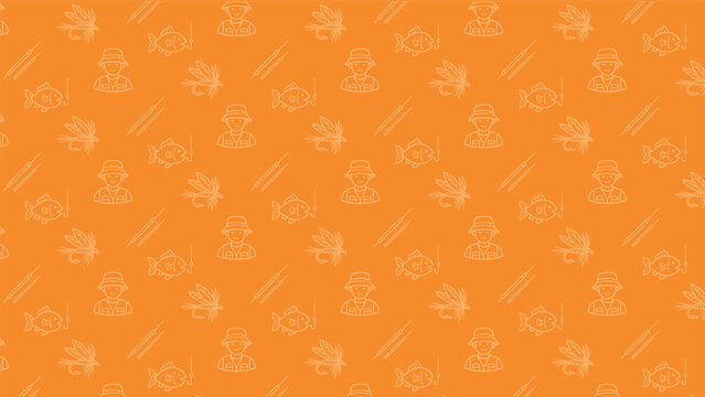 Fishing doodle vector pattern design