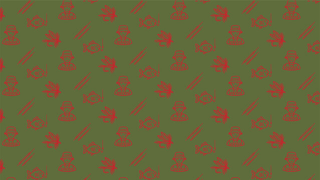 Fishing doodle vector pattern design