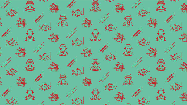 Fishing doodle vector pattern design