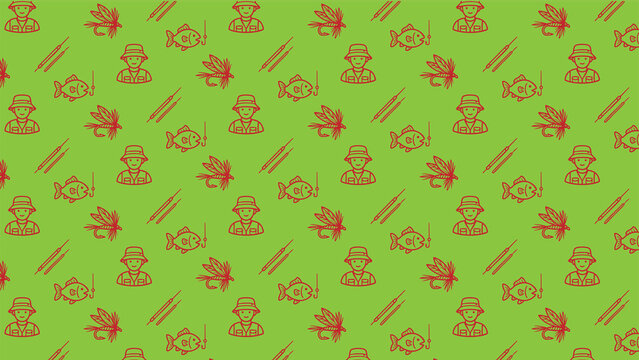 Fishing doodle vector pattern design