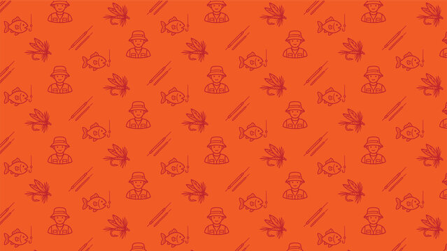 Fishing doodle vector pattern design