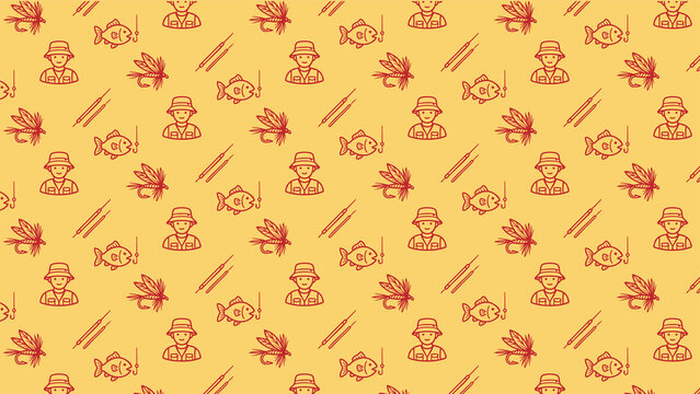 Fishing doodle vector pattern design
