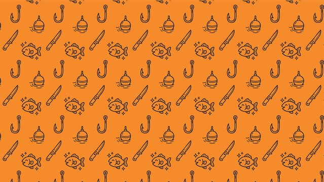 Fishing doodle vector pattern design